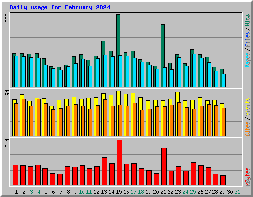 Daily usage for February 2024